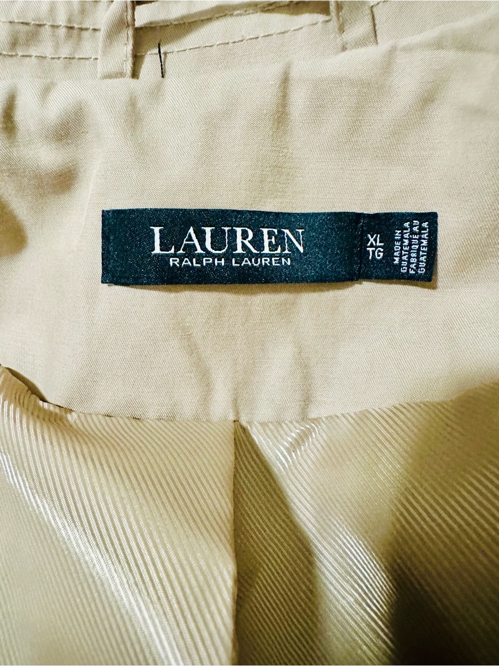 Lauren Ralph Lauren Khaki Double Breasted Belted Trench Coat XL - Picture 4 of 10
